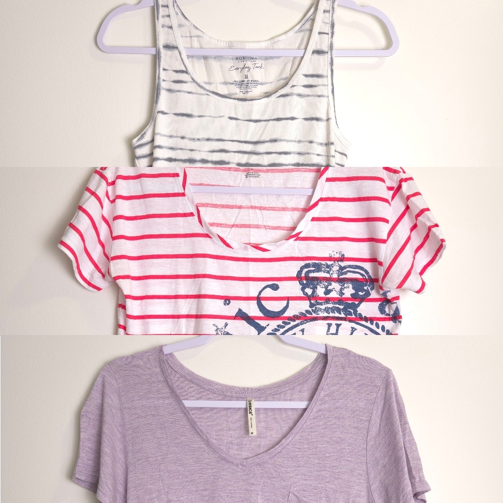 [LOTS OF 3] Basic Cozy Comfy Striped and‎ Solid designs Top M